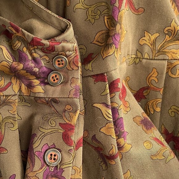 Vintage Floral Pinafore Midi Maxi Dress Pleated Relaxed Fit Whimsigoth Rustic - Picture 7 of 8